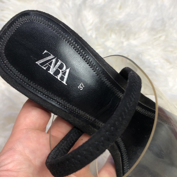 Zara Clear Strap Tortoise Shell Block Heel Sandals - Picture 7 of 14